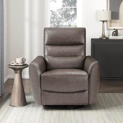 Lexicon 360 Degree Swivel Glider Reclining Chair, Manual Tab Pull Recliner, Leather Match Swivel Glider Recliner with Plush Foam, Sturdy Frame for Living Room/Office/Bedroom, Taupe