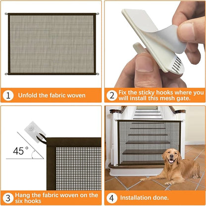 Cupount Baby Gate for Stairs - Dog Gate Indoor Mesh Pet Gates for Doorways (Brown, 30" H x 38" W)