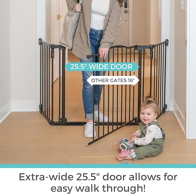 Toddleroo by North States - Deluxe Décor Safety Gate: Hardware Mounted Extra Wide Metal Baby Gate - Adjustable Child Gate - 38.3 to 72 Inches Wide - 30 Inches Tall - Matte Bronze