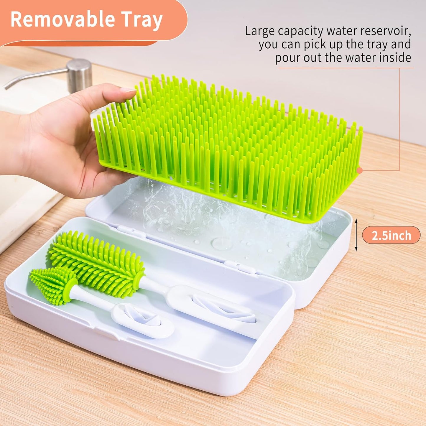 Baby Bottle Drying Rack, Travel Bottle Cleaner Kit for Working Mom, Baby Feeding Essentials - 9 x 5 x 2.5