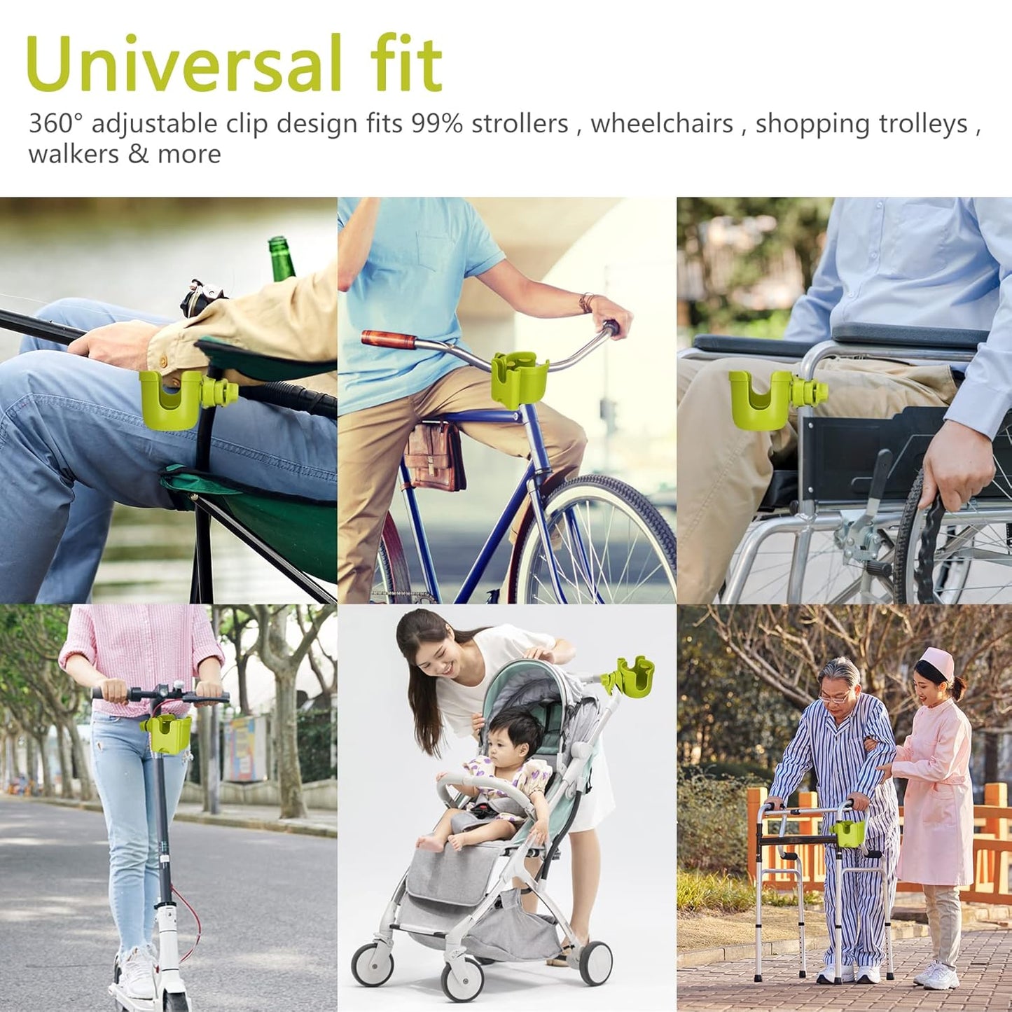 Suranew Adjustable Stroller Cup Holder with Phone Holder for Baby Stroller for Family Members, Walker Purple
