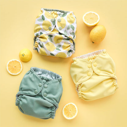 Esembly Cloth Diaper Cover - Reusable Swim Diaper, Waterproof, Breathable - Adjustable Outer Layer Over Absorbent Inner for Blowout Protection - Sea Glass, Size 2 (18-35lbs)