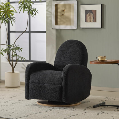 Merax Boucle 360 Swivel & Glider Recliner Chair, Soft Bedroom Sofa Chair with with Thicker Seat Cushion, Modern Home Theater Seating for Living Room Almond
