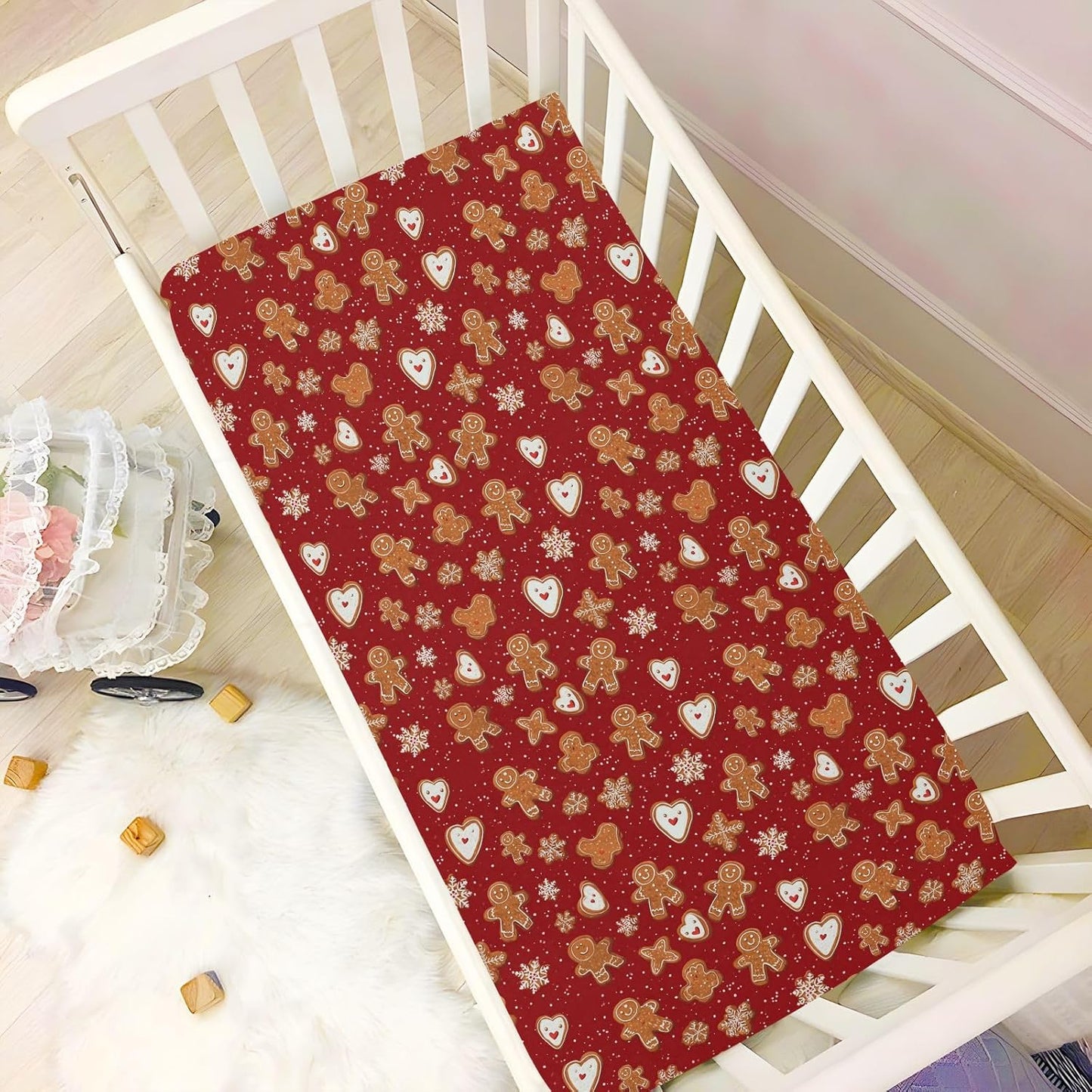 Baby Crib Sheet Cute Goose Flowers Crib Mattress for Boys and Girls Playard Sheet Soft Breathable Fitted Baby Mattress Cover 52x28in
