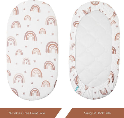 Muslin Bassinet Sheets for Angelbliss, Cowiewie, Amke, Jimglo, Suihuooo, Wayfong Baby Bassinet Bedside Sleeper by TansyPanda, 3PC, 20×33in, Ultra Soft, Breathable, Snug Fit, Unisex Boys Girls, Maadi