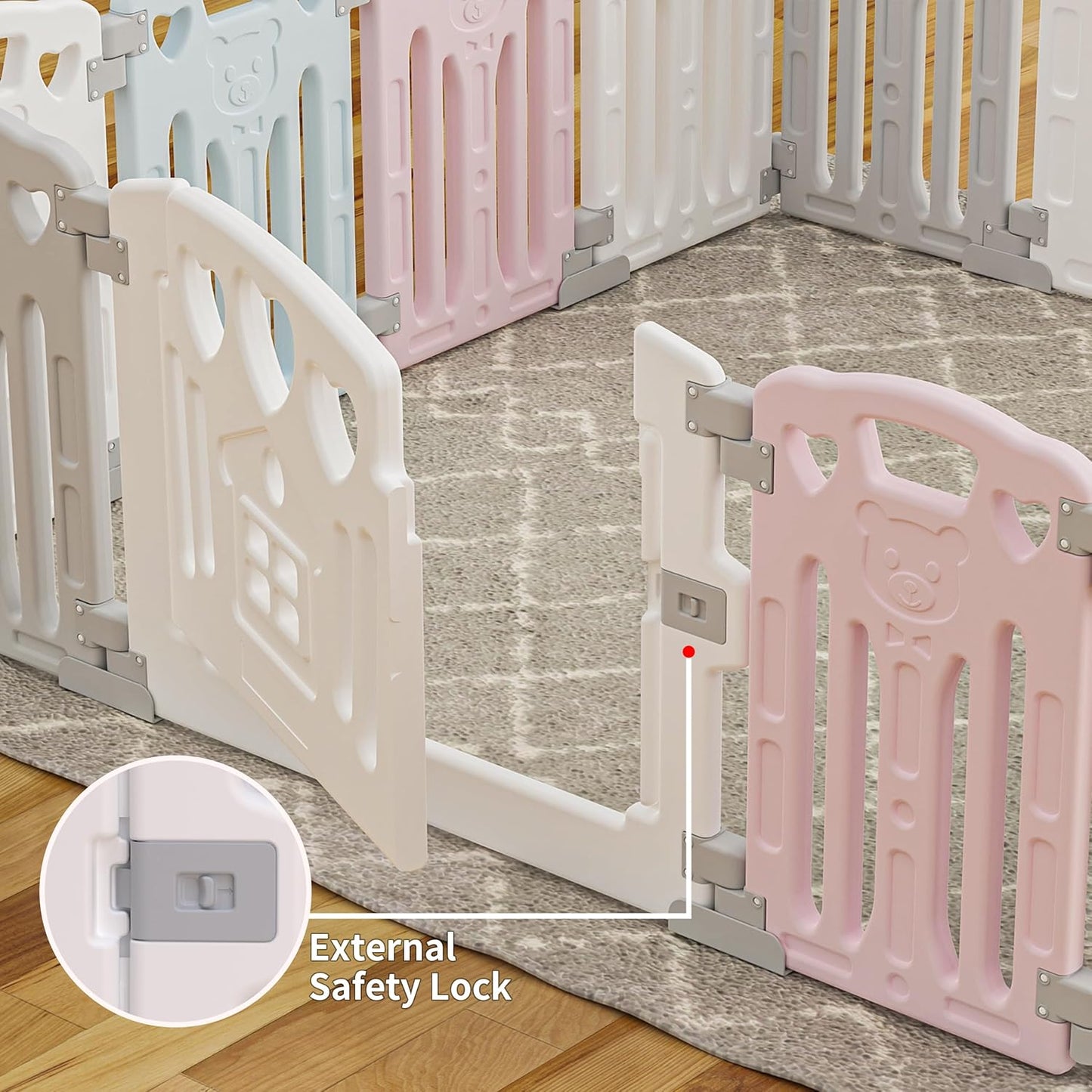 Baby Playpen Kids Activity Centre Safety Play Yard Home Indoor Outdoor New Pen (Multicolour) (White) (Macarons Classic Set 14 Panel)