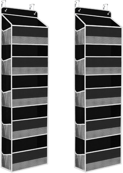 SpaceHacks 1 Pack Over The Door Organizer, Hanging Storage Organizer with Clear Window, 40lb Ultra Sturdy Large Capacity Room Organizer for Pantry Laundry Bathroom Nursery Closet Baby Essential (Grey)