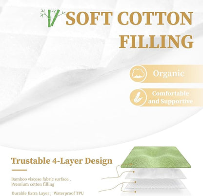 Safe and Sound 2 Pack Bamboo Viscose Crib Mattress Protector, Waterproof Quilted Crib Mattress Pads, Soft Breathable Baby Mattress Cover (28x52 Inches)