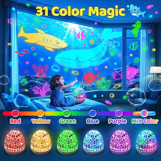 Sensory Lights Kids Sound Machine Night Light Projector Sensory Toys for Kids with Autism Toys for Boys 3-10 Boys Toys | 15 White Noise 3D Films 31Colors Night Light for Kids, Baby Gifts for Boy