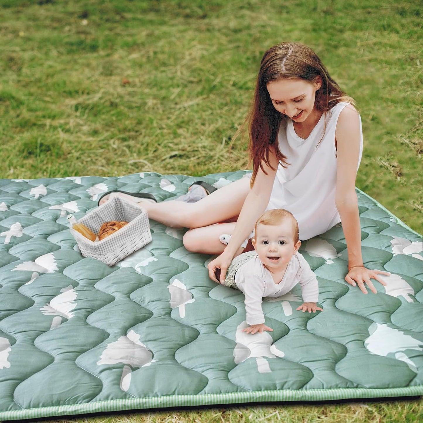 Baby Play Mat, 50x50 Playpen Mat with Super Soft Touch, Activity Mats with Upgraded Anti-Slip Bottom, Machine Washable Crawling Mats for Floor & Picnic (Animal Alphabets)