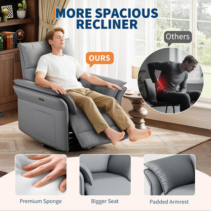 IDEALHOUSE Swivel Rocking Nursery Recliner Chair Rocker Recliner Glider Deep Seat PU Leather Sofa Chair with high Backrest for Nursery, Living Room, Bedroom & Home Movie Theater (Chocolate)