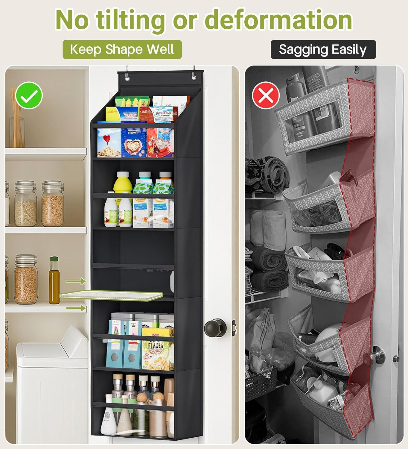 AOODA 2 Pack Over the Door Organizer, Large Capacity Closet Door Hanging Organizer, Clear Deep Pockets Baby Storage for Nursery, Bathroom, Bedroom, Pantry, Diapers (Light Yellow)