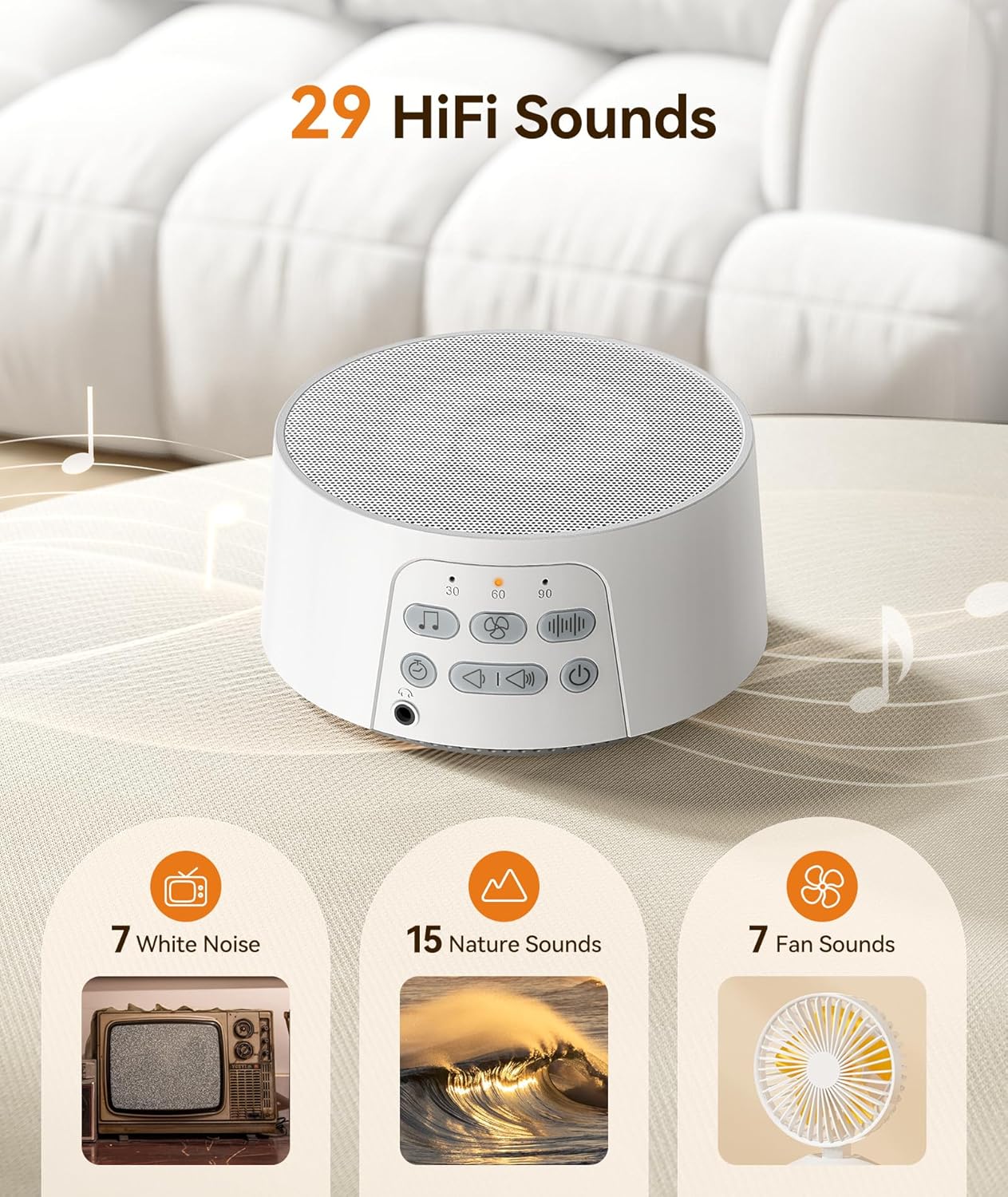 Dreamegg White Noise Machine, Sound Machine for Sleeping Baby, Kids, Adult (D3Pro-Black)