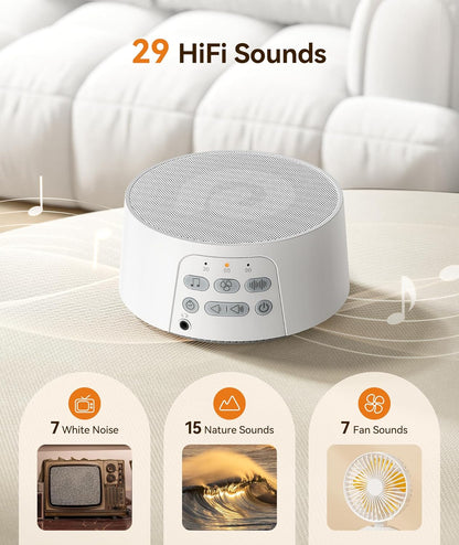Dreamegg White Noise Machine, Sound Machine for Sleeping Baby, Kids, Adult (D3Pro-Black)