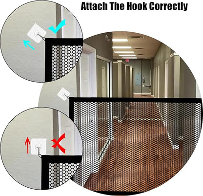 2 Pack Dog Gate, Mesh Baby Gate, 43.3'' X 28.3'' Pet Gate for The House, No Drilling Puppy Gate for Stairs & Doorways Install Anywhere,12 Hooks by Lofekea