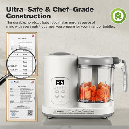 Baby Food Maker Pro Steamer Blender: 4 in 1 Auto Steam Blend and Puree Maker with Self-Clean for Healthy Baby and Toddler Meal Prep - BPA-Free White+Green