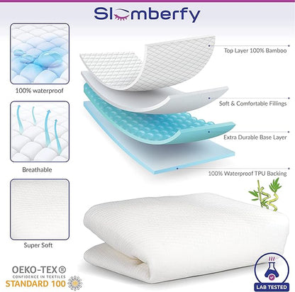 Mini Crib Mattress Protector by Slumberfy, Waterproof and Hypoallergenic Mattress Protector for Babies and Toddlers, Made of Bamboo Material -27x39 inches