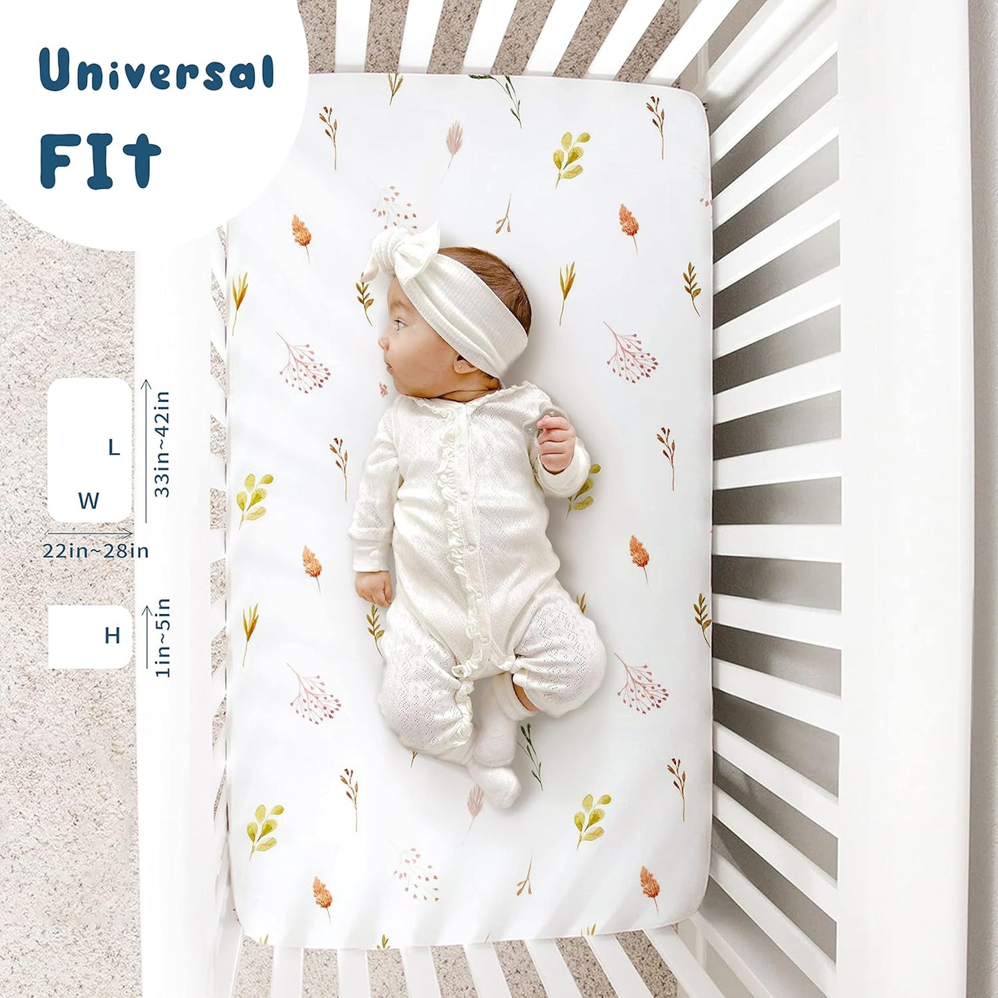 GRSSDER Stretch Ultra Soft Jersey Knit Fitted Pack n Play Playard Sheets Set 2 Pack，Fits Portable/Mini Cribs Sheets, Playards Mattress Pads, Stylish Watercolor Animals for Baby, Mint Green