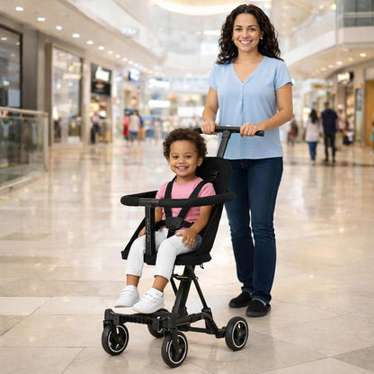 Dream On Me Coast Rider Travel Stroller, Lightweight & Compact Baby Stroller, Theme Park Approved, Book-Folding Design, Adjustable Handle, Soft-Ride Wheels, Converts to Rider & Scooter - Pink