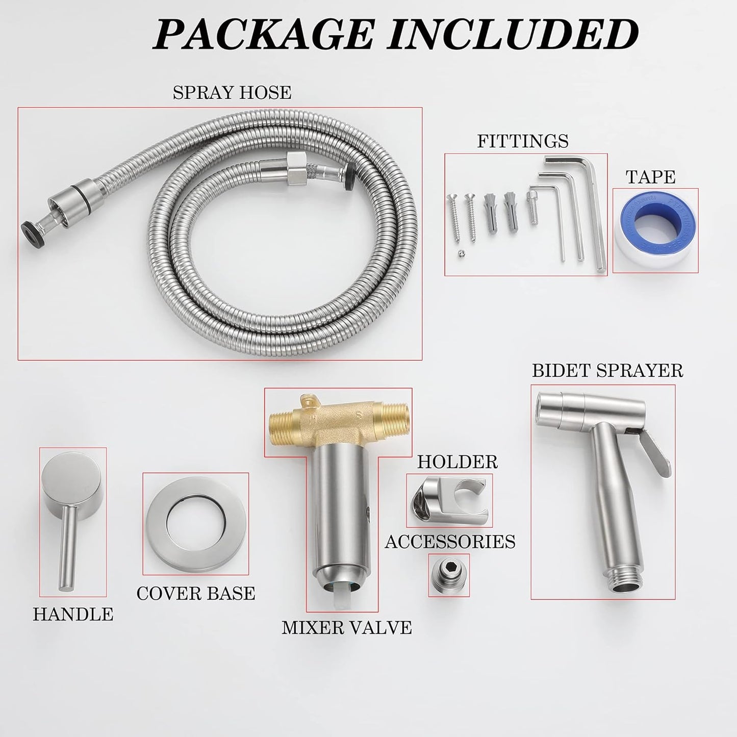 Chrome Handheld Bidet Sprayer for Toilet Warm Water, WiPPhs Stainless Steel Polished Silver Bidet Hand Held Sprayer with Brass Hot and Cold Mixing Valve, WI9138CP