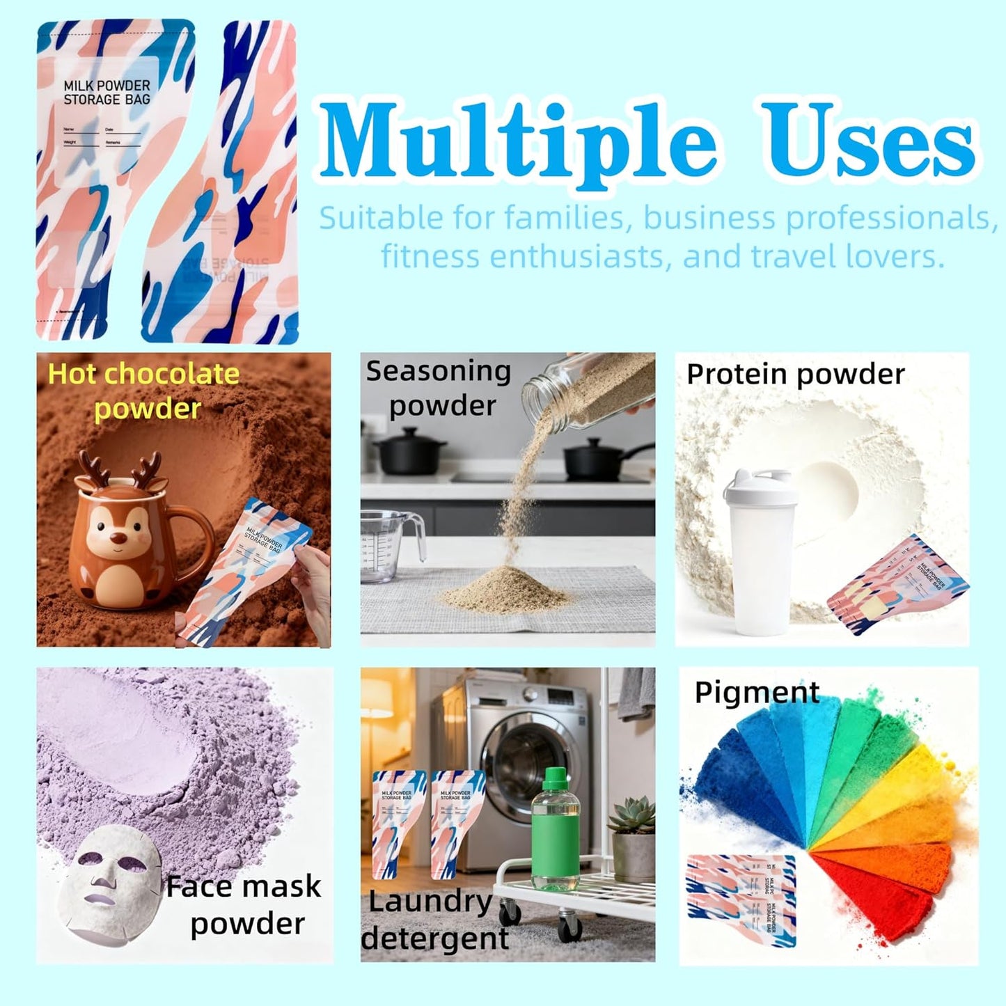 30 Pack 3.94x7.87 inch Writable Bulk Disposable Powder Bags for Travel Sample Dispenser Baby Formula Storage Container Transparent Window Portable Protein Powder Leakproof Pouches