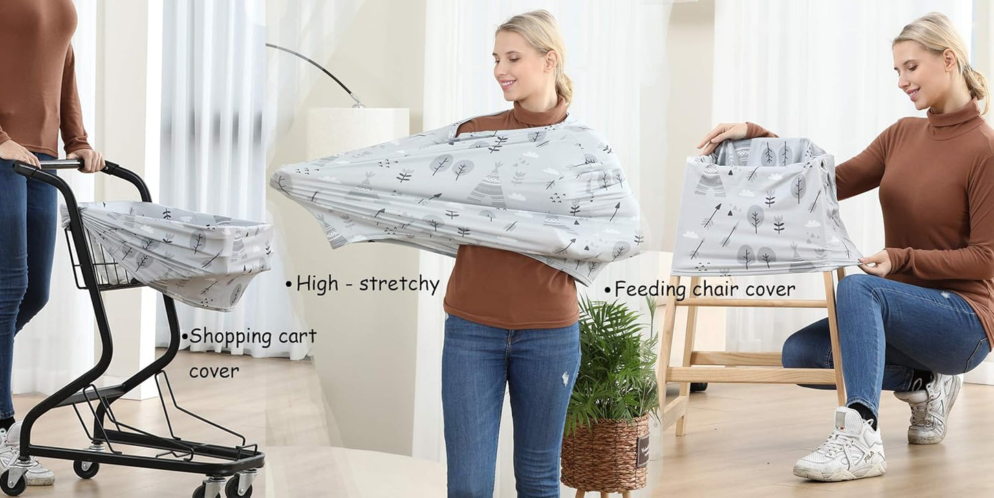 Car Seat Covers for Babies - Multi-use Carseat Canopy Cover Breastfeeding Covers, Stroller Canopy Cover (Navy Dinosaur)