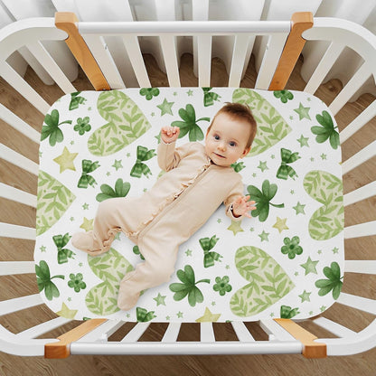 Fitted Crib Sheets White Bears with Clouds Stretchy Portable Playard Sheets for Baby Toddler, Breathable Soft Mini Crib Mattress 39 x 27 in for Boys and Girls