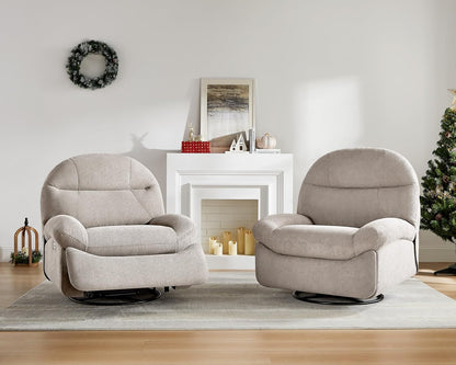 VANOMi Power Recliner Chair with USB & Type-C Charging, 270° Swivel Glider Rocker, Electric Nursery Recliner for Living Room, Bedroom, and Office, White
