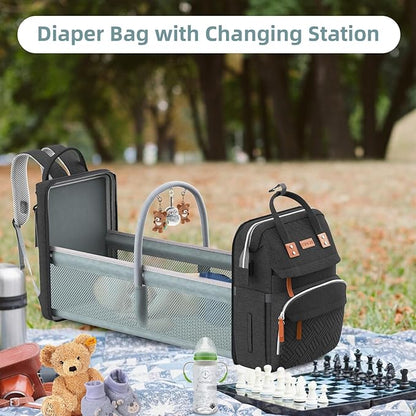 ISMGN Diaper Bag Backpack with Changing Station, Large Diaper Bag, Baby Bag, Multifunctional Diaper Bag, Black