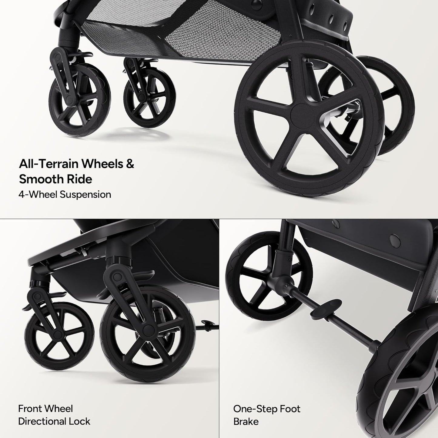 Mompush Baby Stroller, Convertible 2-in-1 with Bassinet Option, Infant Car Seat Compatible, Includes Adapter - Sturdy Full-Size Infant Stroller for Family Adventures