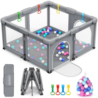 OCATO Baby Playpen Play Pen: Foldable Playpen for Babies and Toddlers Playard for Indoor Outdoor Activity Center Game Fence Safety Area Toddler Play Pen for Babies 6-12 Months Baby Gifts (50" × 50")