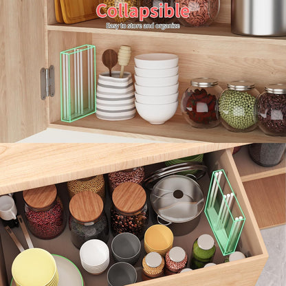 Collapsible Bottle Drying Rack, Baby Bottle Drying Rack, Foldable Cup Draining Holder, Retractable Reusable Silicone Bag Dryer with Non-Slip Bottom - Stainless Steel (Black)