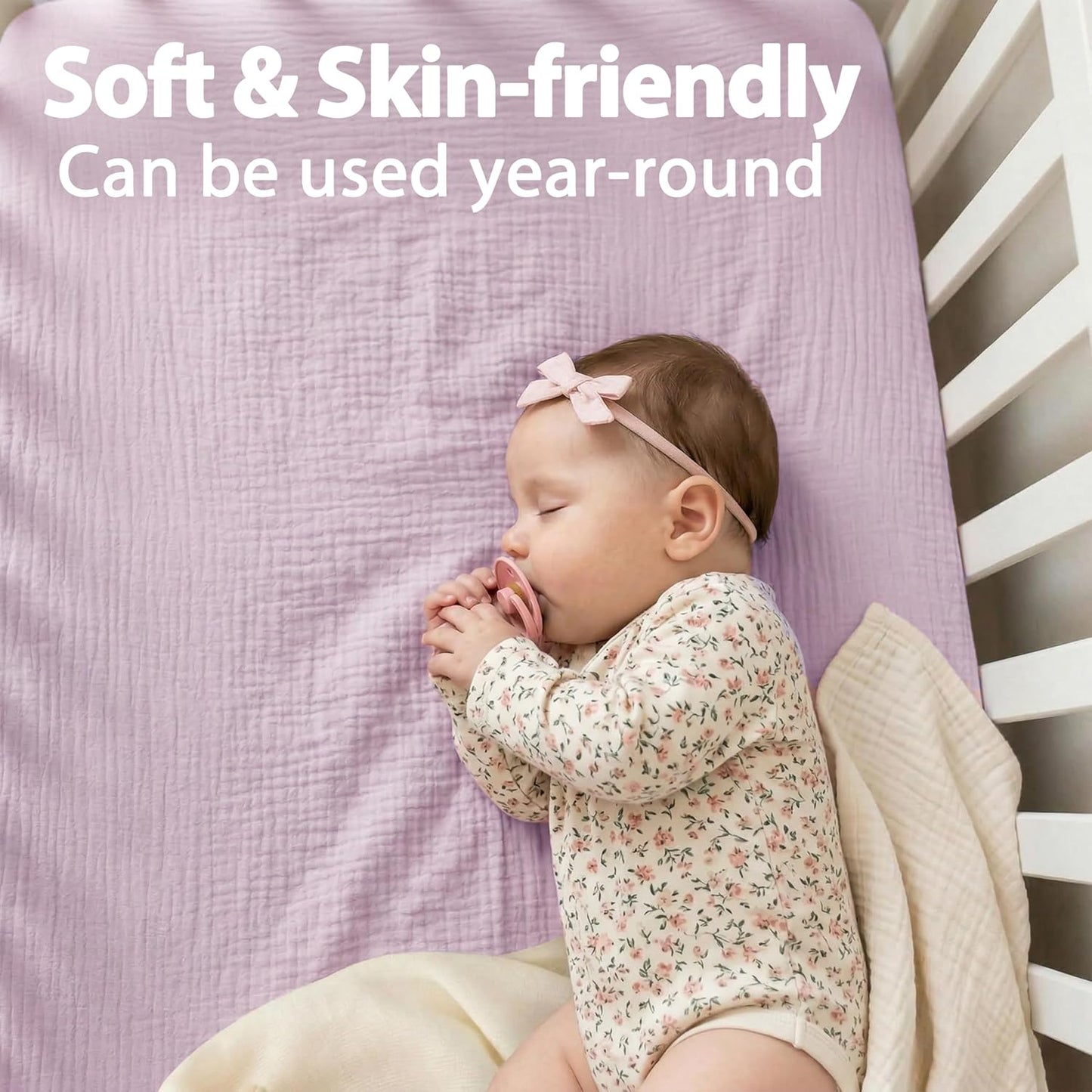 Muslin Bassinet Sheet Compatible with Maxi-COSI Iora & Iora Air Bedside Sleeper - 100% Cotton Rectangular Mattress Pad Cover (33"x20"), Breathable & Soft, Boho (1 Pack Blue)
