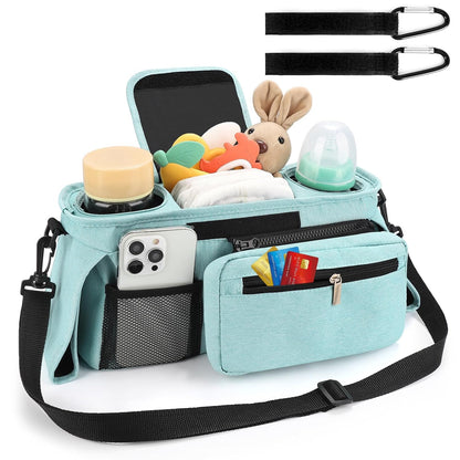Accmor Universal Stroller Organizer with Insulated Cup Holder Detachable Phone Bag and Shoulder Strap,Stroller Bag Caddy Organizer Fits for Uppababy, Baby Jogger, Britax Strollers