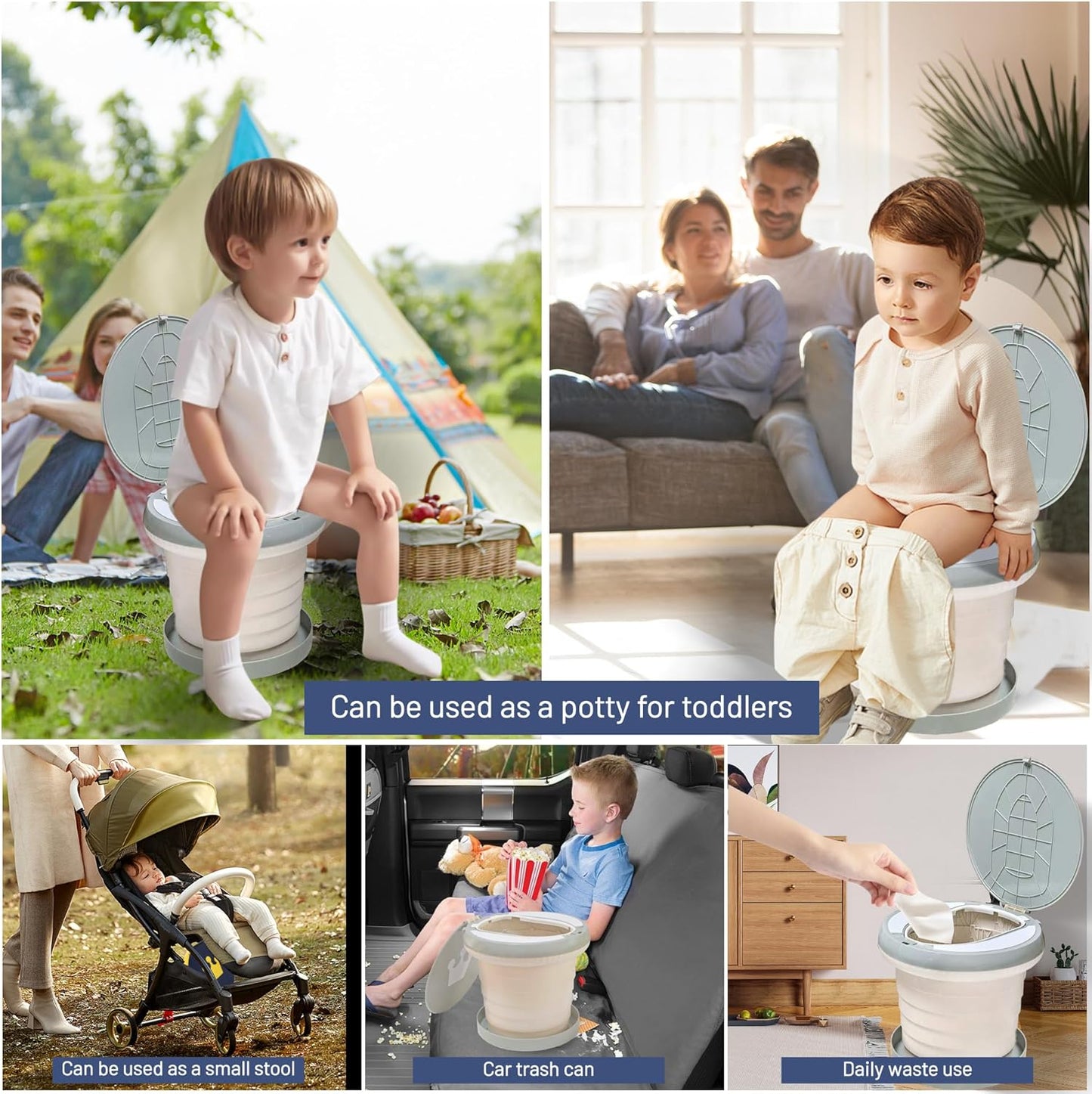 Travel Potty for Toddler, Portable and Foldable Toilet, Apply to Seat Emergency Toilet for Car, Camping, Outdoor, Indoor (green, small)