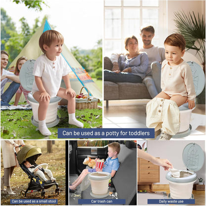 SunnySmile portable, foldable potty seat for toddler, Training Toilet Seat Emergency Toilet for Car, Camping, Outdoor, indoor (grey, small)