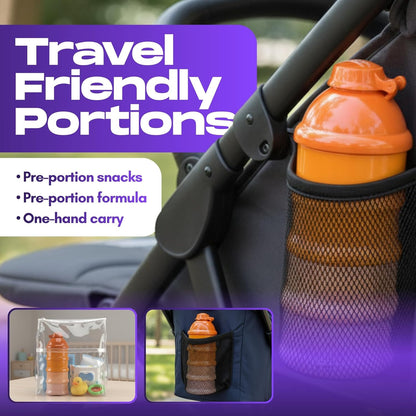 Mommy's Helper Baby Formula Dispenser On The Go, Stackable Travel Formula Container To Go, Non-Spill Pour Spout, 4-Compartment Powder Storage (Tidal Teal)