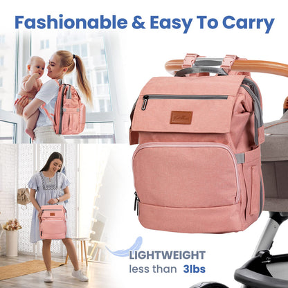 PILLANI Baby Diaper Bag Backpack - Large Waterproof Travel Diaper Bag for Boys & Girls, 16 Organizer Pockets with Changing Pad, Insulated Bottle Pockets & Stroller Straps, Baby Shower Gifts, Dinosaur