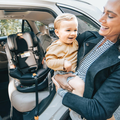 Chicco Fit360 Zip ClearTex Rotating Convertible Car Seat with Fit360 Mirror, 360 Degree Rotation for Rear-Facing and Forward-Facing Usage, Jet/Black