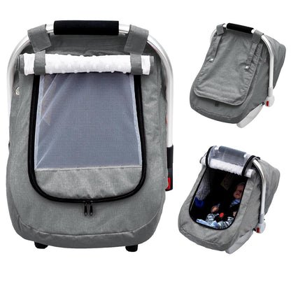 Waterproof Car Seat Cover Baby, 3D Mink Dot Infant Car Seat Cover with 2 Breathable Vents, Universal Carseat Canopy for Girls Boys, Baby Carrier Cover for All Seasons, Protect from Sunlight Rain