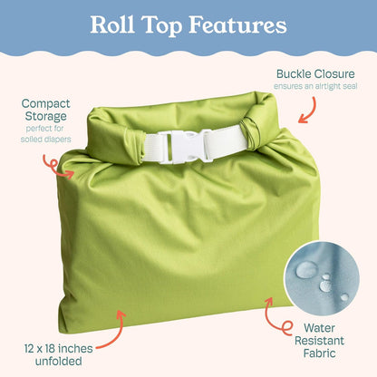 Kinder Set of 2 Water Resistant Wet Bags for Storing Laundry or Cloth Diapers Travel Size Wet Bag Daycare Beach Pool Wet Swimsuit Roll Top for Air Tight Odor Contained Washable Reusable (Giraffes)