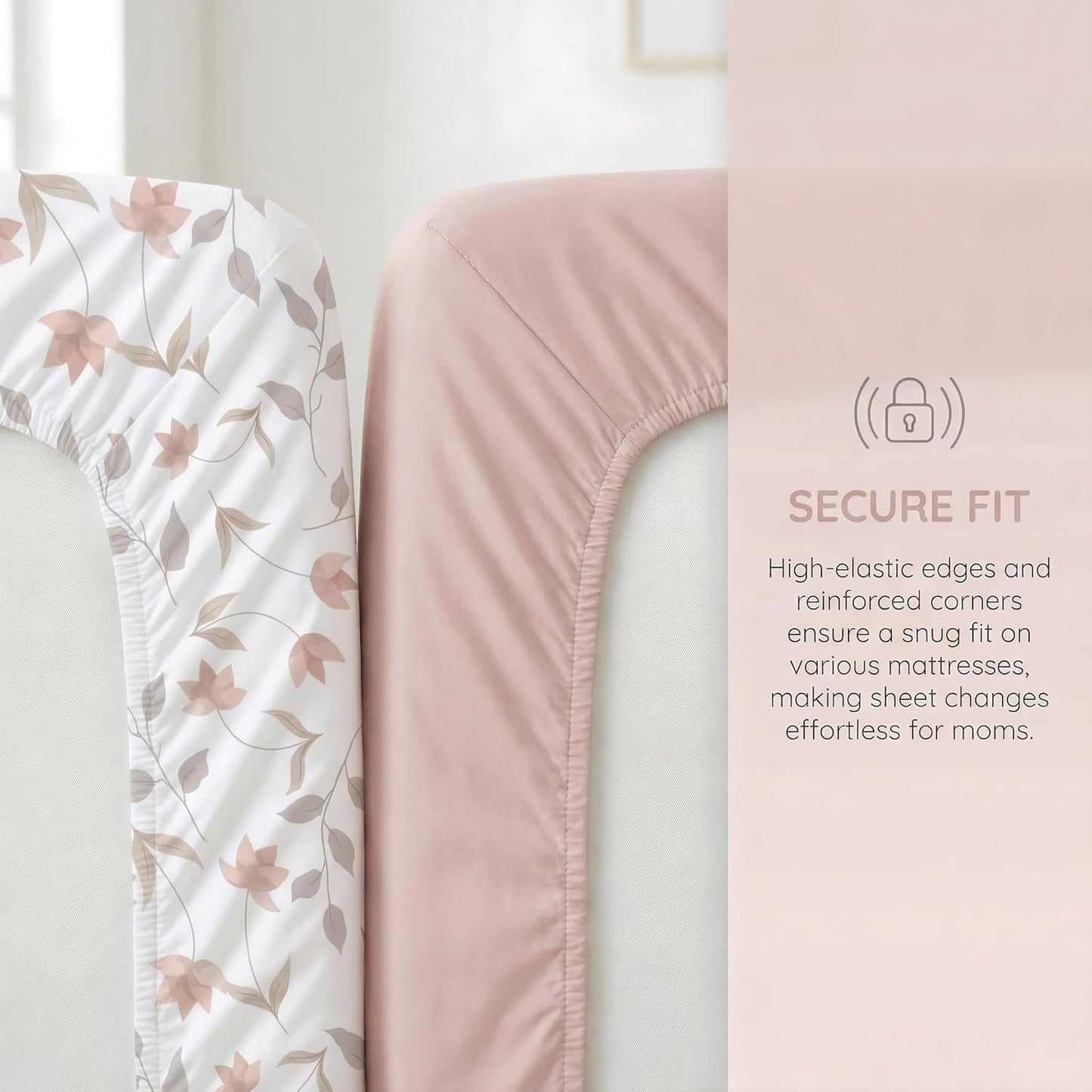 4 Pack Stretchy Bassinet Sheets 20" x 33" Fit for Baby Delight, BCOL, Jimglo, Angelbliss, Maxi-COSI & Most Regular Size Bedside Sleeper- Soft Breathable Fitted Bassinet Sheets - Light Pink & Star