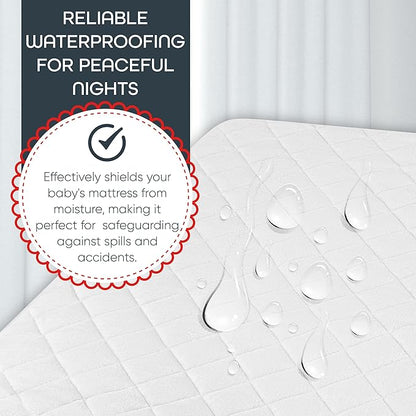 Masirs Crib Mattress Protector Cover - Comfortable, Breathable and Waterproof Material. Keep The Crib Mattress Clean and Protected and Give Your Baby a Cozy Restful Sleep. Machine and Dryer Friendly.