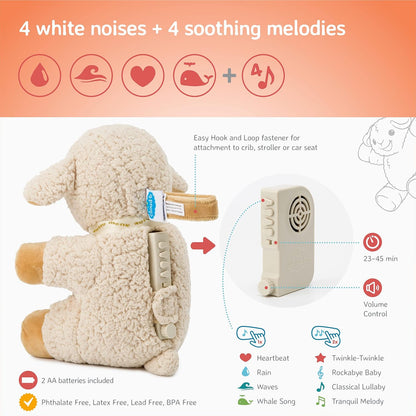 Cloud b Sound Machine with White Noise Soothing Sounds | Adjustable Settings & Auto-Shutoff | Ideal for Travel | Sleep Sheep On The Go