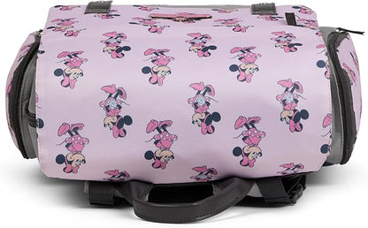 Disney Diaper Bag Backpack with Changing Pad Minnie Mouse – 16” Nylon Baby Bag for Parents, Insulated Bottle Holders, Multiple Storage Pockets