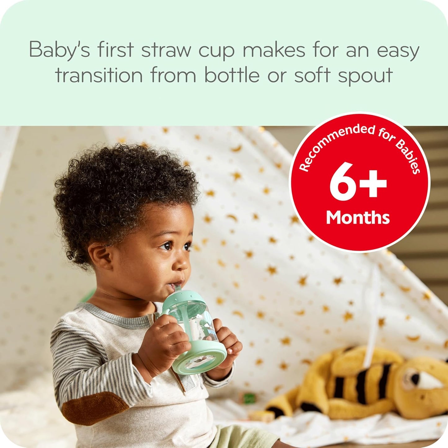 NUK Learner Straw Cup, 10oz, 2-Pack - Toddler Sippy Cup with Soft Straw for Easy Drinking, Suitable for Ages 8 Months and Up, Timeless Collection