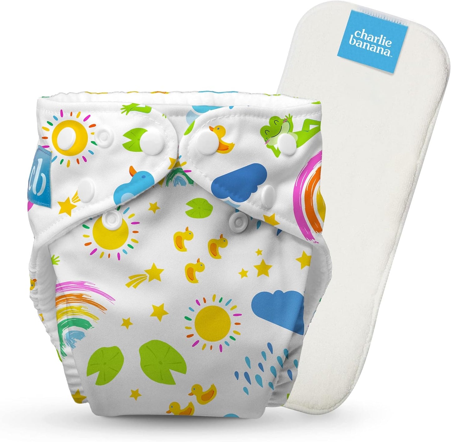 Charlie Banana Cloth Diapers, Reusable, Washable, Adjustable One Size Diaper, for Babies and Toddlers, with Absorbent Insert - Sweet Dreams on Grey, 1 Pack