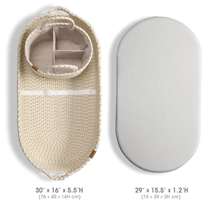 J&JOO Baby Changing Basket includes Diaper Caddy - Soft & Waterproof Dual-Cover, Portable, Changing Pad for Dresser & Changing Table, Gift for Baby Shower, Organic Cotton Rope