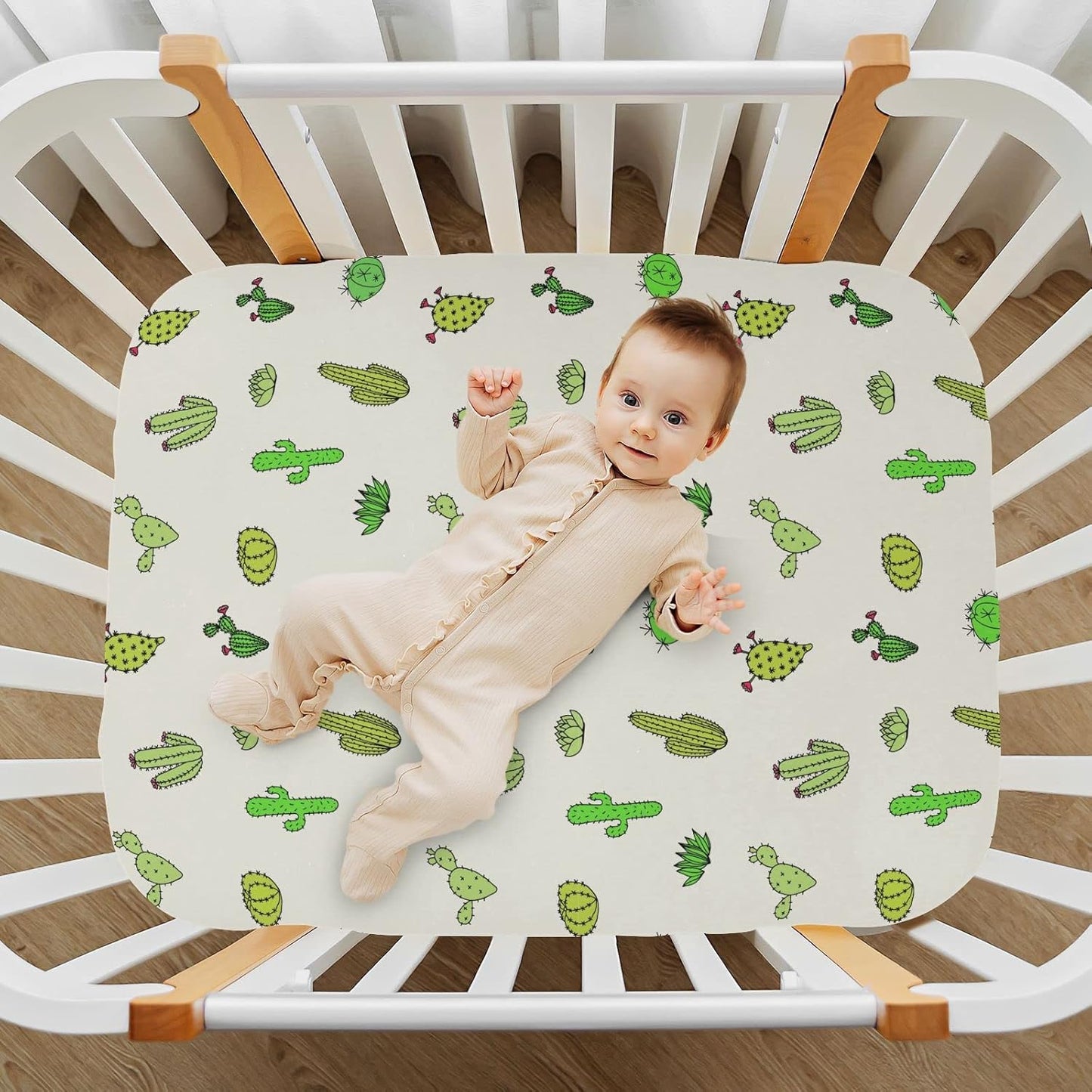 Fall Cute Mushroom Leaves Fitted Crib Sheets Stretchy Portable Playard Sheets for Baby Toddler, Breathable Soft Mini Crib Mattress 52 x 28 in for Boys and Girls