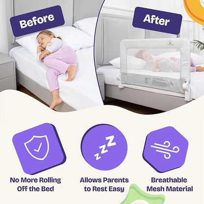 ComfyBumpy 1-Pack Bed Rail for Toddlers 35.5" L x 19.5" H | Toddler Bed Rails for Twin, Full & Toddler Bed Size | Swing Down Bed Rail Guard | Baby Bed Side Rail for Kids | Gray